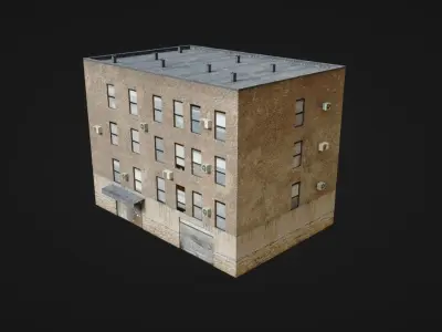 Building low poly street Low-poly 3D model