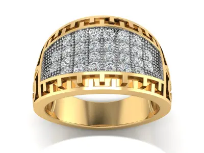 Light Weight Rose Gold Diamond Ring  -R-3918 3D print model