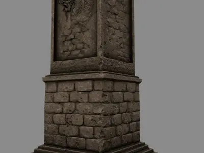 pillar 7 four pillars Low-poly 3D model