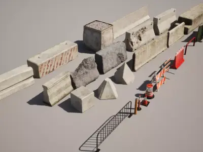  3D Barricade Pack  Optimized Models for Games Visualization Low-poly 3D model