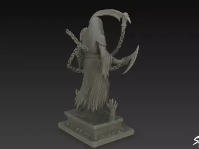 Death Reaper Statue Chain Pose Low-poly 3D model
