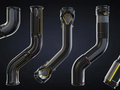 Sci-fi Pipes set 3D model