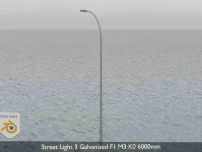 Street Light 3 Galvanized F1 M3 K0 6000mm Low-poly 3D model