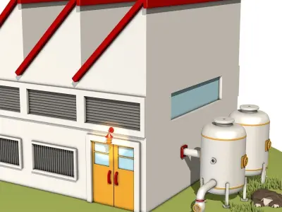 Cartoon Industrial Factory 3D model
