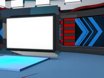 Virtual Set television studio with lights 3D model