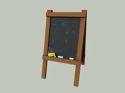 Board wooden easel with blackboard Low-poly 3D model