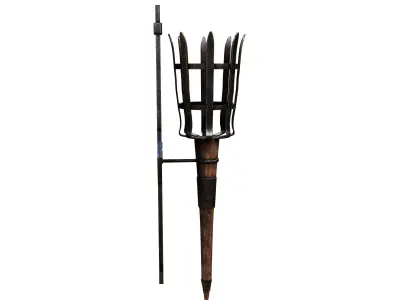 Medieval Torch Low-poly 3D model 15