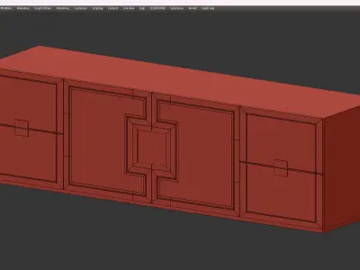  EBONY MEDIA STAND TV CABINET Low-poly 3D model