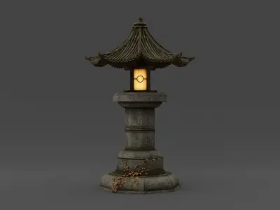 Asian Fantasy Garden Lamp  Low-poly 3D model