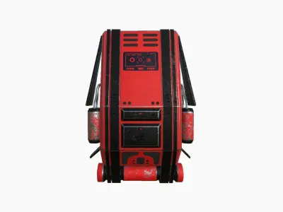 SciFi Backpack F09 Red - Fashion Character Design Low-poly 3D model