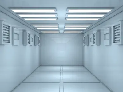 Sci Fi Corridor Low-poly 3D model 7