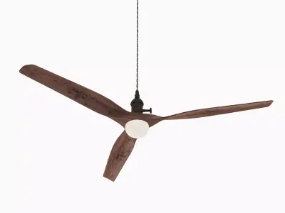 Modern Wooden 3-Blade Ceiling Fan with Light 3D model