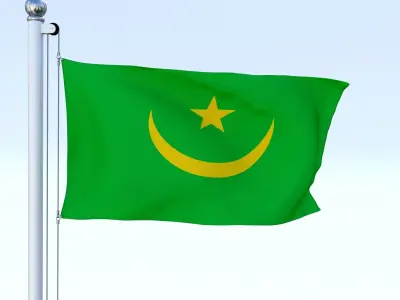 Animated Mauritania Flag Low-poly 3D model