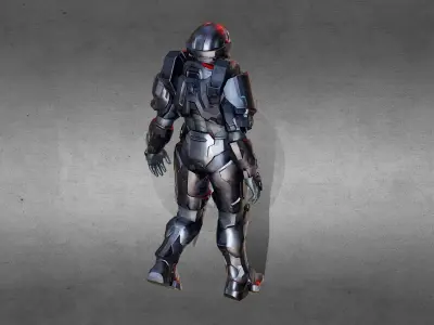 Armored Character game Ready Low-poly 3D model