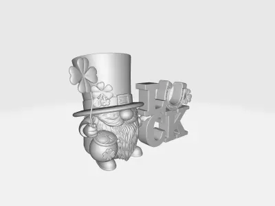 St Patricks Day Lucky Leprechaun Gnome LUCK Decor with Horseshoe 3D print model