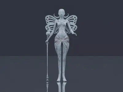 Sci-fi character statue Low-poly 3D model