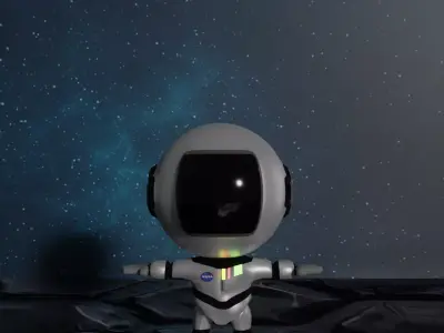 Astronaut on deserted planet Low-poly 3D model
