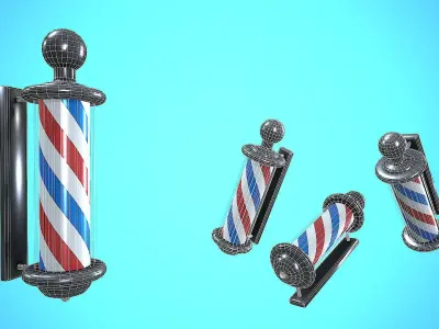 BARBER POLE CARTOON STYLIZED REALISTIC Low-poly 3D model
