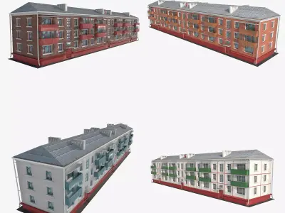 3-storey residential building 3D Model Pack