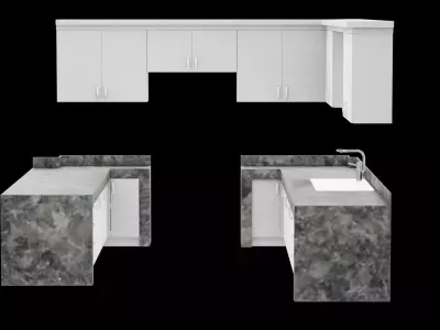 Architectural Kitchen Wall Low-poly 3D model