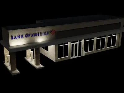City Building Bank of America Low-poly 3D model