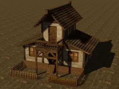 Medieval house ten 13 Low-poly 3D model