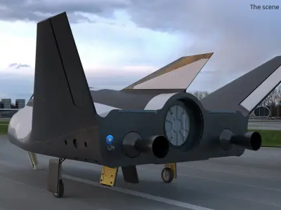  Compact Winged Space Transport White Black with Interior Rigged for Cinema 4D 
