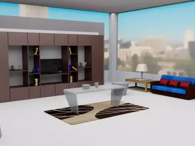 Interior living room Low-poly 3D model