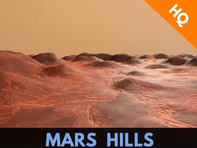 Mars Hills  Planet Mountain Terrain Landscape Desert PBR 05 Low-poly 3D model