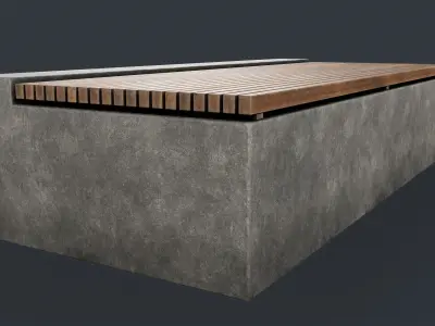 Modern Outdoor Bench 39 PBR Game Ready Low-poly 3D model