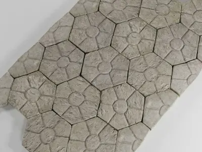 Stone tile pavement 3D model