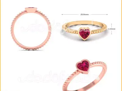 DIAMONDS RING -WITH HEART DOC-R8204 3D print model