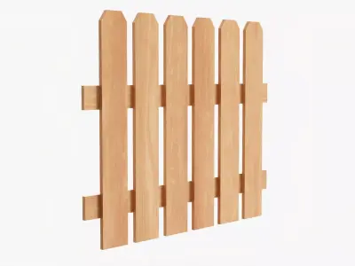 Wooden fence 02 3D model