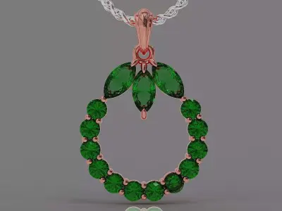 Marquise and round shape diamond pendant Free 3D print model