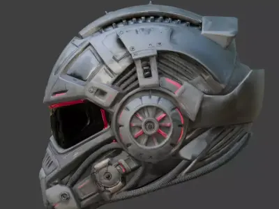 Cyber-Industrial Soldier Helmet 3D Model Low-poly 3D model
