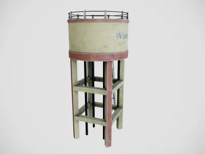 Overhead Water Storage Tank Low-poly 3D model