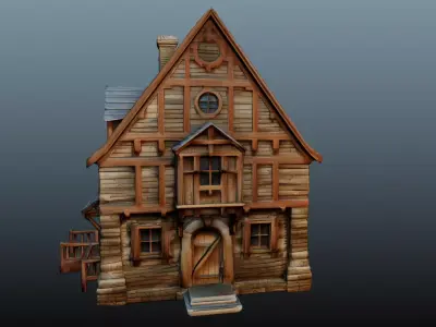 Medieval wooden house EM-12 3D model