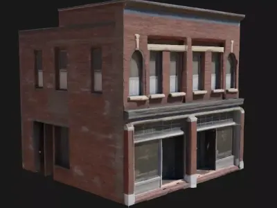 Three-Story Brownstone Building  Classic Urban Elegance Free 3D model