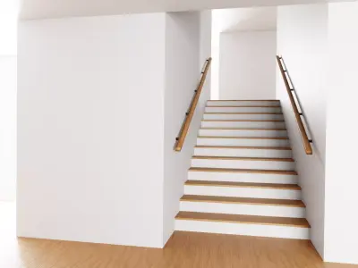 Interior with Staircase - Base Unfurnished Environment Low-poly 3D model