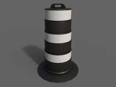 PBR Traffic Drum Barrel BlackWhite Low-poly 3D model