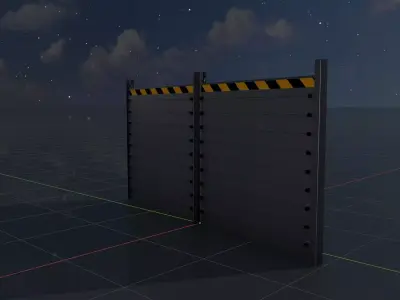 Aluminum flood protection wall 2m x 4m Low-poly 3D model