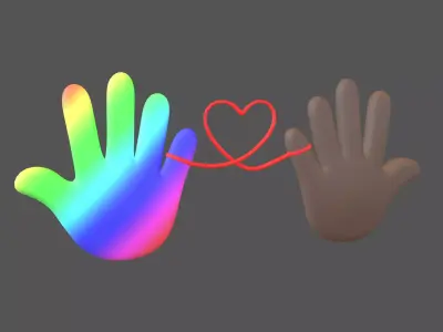 Hand with Red Line Icon v1 042 Low-poly 3D model