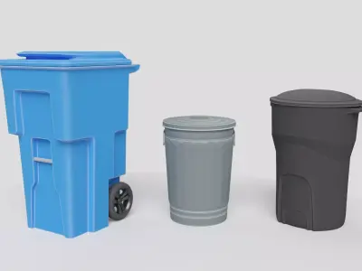 3 trash cans 3D model