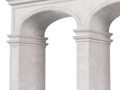 Classic Stone Arcade Facade with Opening Columns  3D model