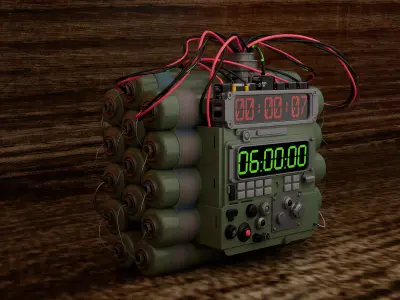Dtailed 3D model of a fictional device with a digital timer 3D model