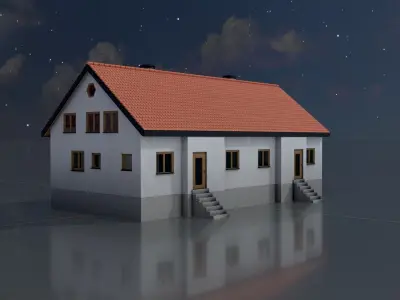 Modern multi-family house version 1 Low-poly 3D model