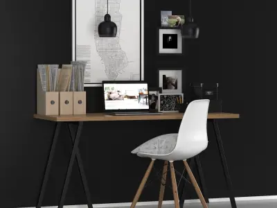Desktop home office desk - bedroom furniture sets home 3D model