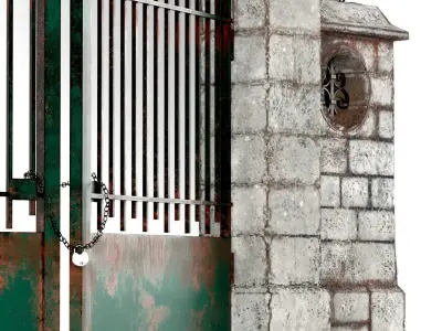 Old concrete wall Low-poly 3D model