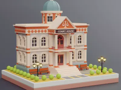 cartoon court house 01 3D model