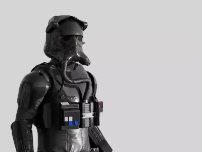 Star Wars- First Order Tie PIlot Game Ready Rigged Low-poly 3D model